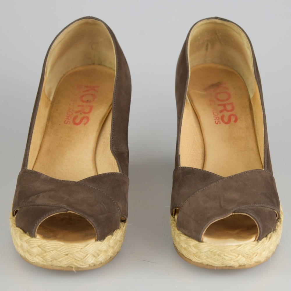 Michael Kors Suede Espadrille Peep-Toe Wedge